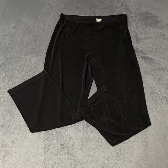 Chicos Travelers Pant Women 2R Size 12 Black Slinky Knit Pull On Elastic Waist - Picture 2 of 6